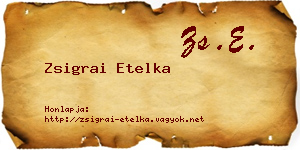 Zsigrai Etelka névjegykártya